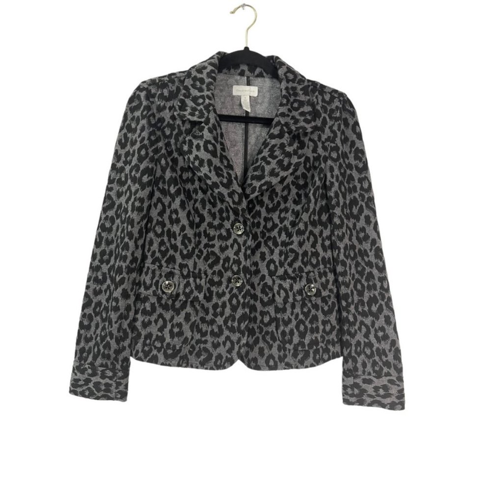 Charter Club 2 Piece Blazer/Skirt Set Black Animal Print Size Small/4